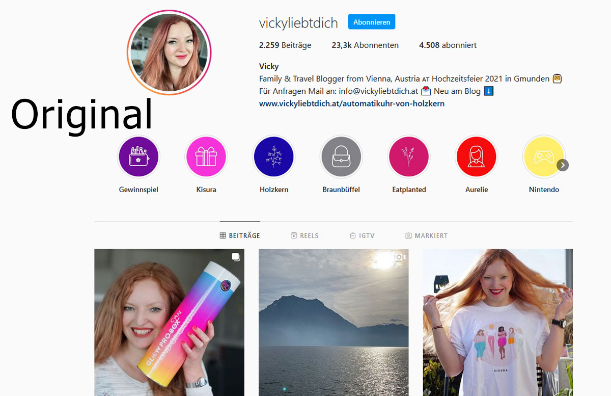 Fake Accounts und Fake Gewinnspiele auf Instagram Original