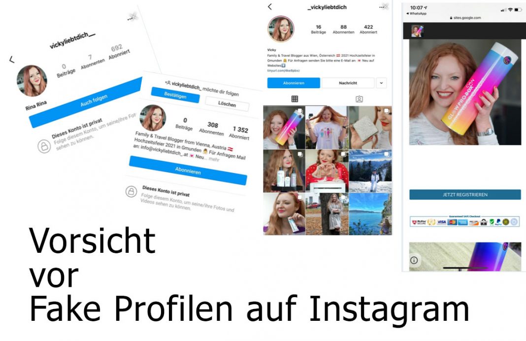 Fake Accounts und Fake Gewinnspiele auf Instagram Vickyliebtdich